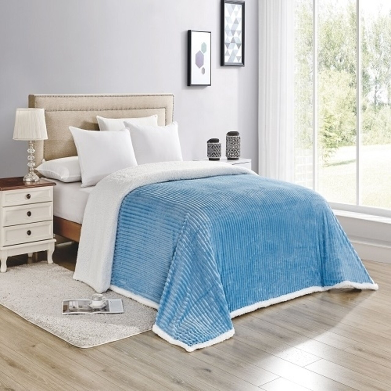 Corduroy Luxe Queen and King Sherpa Blankets Throw Blanket For Bed or Couch